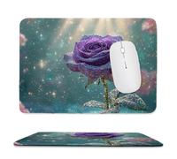 Mouse Mat, Gaming Mouse Pad, with Stitched Edges Mousepad 420x350x3mm, Waterproof Desk Mat with Non-Slip Rubber Base, Keyboard Mats, Desk Accessories for Computers, Laptop, PC, Purple Rose v-995