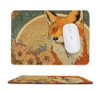 Mouse Mat, Gaming Mouse Pad, with Stitched Edges Mousepad 420x350x3mm, Waterproof Desk Mat with Non-Slip Rubber Base, Keyboard Mats, Desk Accessories for Computers, Laptop, PC, Animal Fox v-163