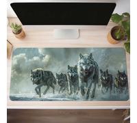 Mouse Mat, Gaming Mouse Pad Wolf 900x400x3 mm Large Mause Mat Black Desk Pad, Non-Slip Rubber Base Desk Accessories, Waterproof, Stitched Edges Mausepad, Improved Precision and Speed PjY6308 B-4