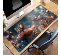 Mouse Mat, Gaming Mouse Pad Yellow, 1000x400x3mm Large Mause Mat Butterfly Desk Pad, Non-Slip Rubber Base Desk Accessories, Waterproof, Stitched Edges Mausepad, Improved Precision and Speed PjY138 N-9