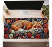 Mouse Mat, Gaming Mouse Pad Yellow 1600x800x3mm Large Mause Mat Fox Desk Pad, Non-Slip Rubber Base Desk Accessories, Waterproof, Stitched Edges Mausepad, Improved Precision and Speed PjY11686 K-U