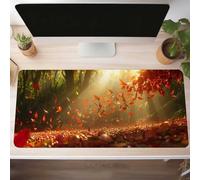 Mouse Mat, Gaming Mouse Pad Yellow 80 x 40cm Large Mause Mat Leaves Desk Pad, Non-Slip Rubber Base Desk Accessories, Waterproof, Stitched Edges Mausepad, Improved Precision and Speed PjY11498 J-W