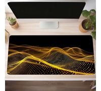 Mouse Mat, Gaming Mouse Pad Yellow 800x300x3 mm Large Mause Mat Abstract Desk Pad, Non-Slip Rubber Base Desk Accessories, Waterproof, Stitched Edges Mausepad, Improved Precision and Speed PjY5326 A-4