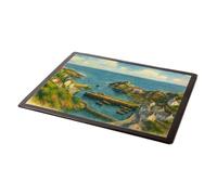 MOUSE MAT - General View Inner Outer Harbour, Polperro a - Vintage Art Style
