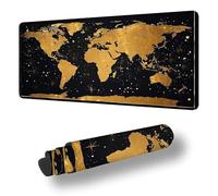 Mouse Mat Gold Mouse Pad Large 120 x 40 cm XXL Waterproof Desk Matt with Stitched Edges and Non-Slip Rubber Base, Extended Gaming Mousemat World Map Keyboard Mat, for Gaming Office Desk Decor S-2753