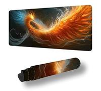 Mouse Mat Gold Mouse Pad Large 120x40 cm XXL Waterproof Desk Matt with Stitched Edges and Non-Slip Rubber Base, Extended Gaming Mousemat Phoenix Keyboard Mat, for Gaming Office Desk Decor Gifts S-8460