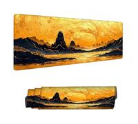 Mouse Mat Gold Mouse Pad Large 70 x 40 cm XXL Mousepad with Stitched Edges and Non-Slip Rubber Base Keyboard Desk Pad, Improves Speed and Precision Gaming Mousemat Abstract, Home Office Decor H-8740