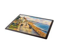 MOUSE MAT - Golden Cap & Sea Front, Lyme Regis - Vintage Art Style