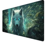 Mouse Mat Green Gaming Mouse Pad 1500 X 800 X 3 mm XXL Extended Desk Mat,Keyboard Mousepad Wolf,Water-Resistant Surface And Non-Slip Base Mousemat for Gaming Office Desk Accessories,Gifts Women F1-500