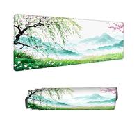 Mouse Mat Green Gaming Mouse Pad 800 x 400 MM XXL Extended Desk Mat, Keyboard Mousepad Mountain, Water-Resistant Surface and Non-Slip Base Mousemat, for Gaming home Office Desk Accessories H-1448