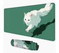 Mouse Mat Green Gaming Mouse Pad xxl 800x400 mm non Slip Desk Mat, Cat Extended Large Mousepad Waterproof & Stitched Edges Mouse and Keyboard Mat for Home, Office, Gaming Room 32x16 inch 3Y-142