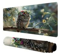 Mouse Mat Green Large Gaming Mouse Pad 47x24x0.12inch Mousepad Owl Desk Mat Extended Waterproof con Non-Slip Rubber Base Precision and Speed Desk Accessories for Office Gaming, Gift for Women J1-234