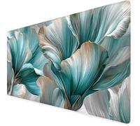 Mouse Mat Green Mouse Pad Flower Gaming Desk Mat Large 900x500x3mm, Non-Slip Rubber Base, Waterproof Surface, Stitched Edges, Pretty Cute Mousepad for Office and Home Laptop, Desk Accessories K7-205