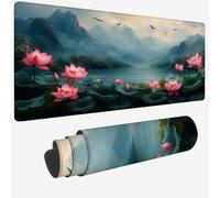 Mouse Mat Green Mouse Pad Large 35.4x19.6x0.12 XXL Waterproof Desk Matt with Stitched Edges and Non-Slip Rubber Base, Extended Gaming Mousemat Pond Keyboard Mat, Gaming Office Desk Decor Gifts W-1202