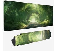 Mouse Mat Green Mouse Pad Large 55.1x23.6x0.12 XXL Waterproof Desk Matt with Stitched Edges and Non-Slip Rubber Base, Extended Gaming Mousemat Bamboo Forest Keyboard Mat for Office Desk Decor W-1072