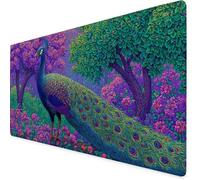 Mouse Mat Green Mouse Pad Peacock Gaming Desk Mat Large 1500x800x3mm, Non-Slip Rubber Base, Waterproof Surface, Stitched Edges, Pretty Cute Mousepad for Office and Home Laptop, Desk Accessories K7-29