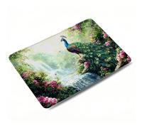 Mouse Mat, Green Mouse Pad, Washable Small Mousepads, 290x240x3mm, Mousemat with Non-Slip, Portable Desk Mat for Laptop Working Studying, Smooth Surface Desk Accessories, Waterproof, Peacock 0o-642
