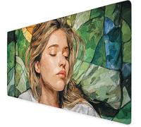 Mouse Mat Green Mouse Pad Woman Gaming Desk Mat Large 1000x500x3mm, Non-Slip Rubber Base, Waterproof Surface, Stitched Edges, Pretty Cute Mousepad for Office and Home Laptop, Desk Accessories K7-261