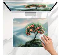 Mouse Mat Green Peach, Small Mouse Pad 32 x 26 cm, Ultra Thin Improves Speed and Accuracy, Non-Slip Rubber Base, with Stitched Edges, Wear-Resistant, Waterproof Mousepad for Office & Home j0j-267