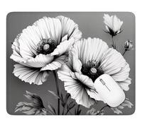 Mouse Mat Grey Gaming Mouse Pad 300 x 250 x 3 mm, Stitched Edges, Q-5539 | with Anti-Slip Rubber Base Stitched Edges Keyboard Mousepad Poppy, for Gaming Home Office, Improves Speed and Precision