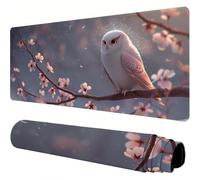 Mouse Mat Grey Large Gaming Mouse Pad 47x24x0.12inch Mousepad Owl Desk Mat Extended Waterproof con Non-Slip Rubber Base Precision and Speed Desk Accessories for Office Gaming, Gift for Women J1-642