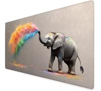 Mouse Mat Grey Mouse Pad Elephant Gaming Desk Mat Large 600x300x3mm, Non-Slip Rubber Base, Waterproof Surface, Stitched Edges, Pretty Cute Mousepad for Office and Home Laptop, Desk Accessories K7-91