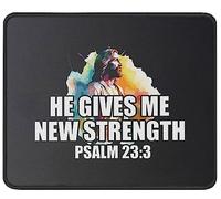Mouse Mat He Gives Me Strength Psalm 23:3 Christianty Desk Mat Non-Slip Mouse Pad Stitched Edge Mousepads For Laptop Work Gaming M