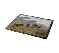 MOUSE MAT - Highland Cattle. Near Ben Lomond - Vintage Art Style