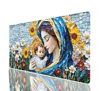 Mouse Mat Holy Mother Large Gaming Mouse Pad 36x16x 0.12in, Desk Mat Large as Mousepad for Laptop Desktop Pc Gaming Keyboard Improve Accuracy and Speed, Flower Mousemat for Desk Decor Gifts JXL-0310