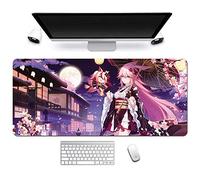 Mouse Mat Honkai Impact 3rd. Extended Gaming Mouse Pad, 900x400mm Mouse Mat Large Size 3mm Thick Waterproof Anime Mouse Mat Gaming Non-slip Rubber Base and Black Edge, E