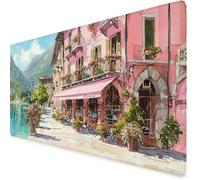 Mouse Mat House Mouse Pad Flowerpot Gaming Desk Mat Large 600x300x3mm, Non-Slip Rubber Base, Waterproof Surface, Stitched Edges, Pretty Mousepad for Office and Home Laptop, Desk Accessories K7-369