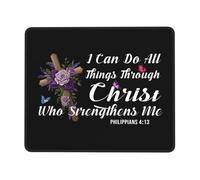 Mouse Mat I Can Do All Things Though Christ Who Strengthens Me Mousepads Square Mousepad Waterproof Desk Mat For Laptop Office And Home Gaming M