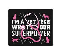 Mouse Mat I'M A Vet Tech What'S Your Superpower Mice Pad Square Mouse Pad Rubber Base Desk Mat For Office And Home Gaming Work M