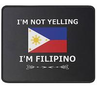 Mouse Mat I'M Not Yelling I'M Filipino Mousepad Square Mice Pad Stitched Edge Mousepads For Office And Home Work Computers XL