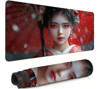 Mouse Mat Japan Mouse Pad Large 500 x 250 x 3 MM XXL Mousepad with Stitched Edges and Non-Slip Rubber Base, Keyboard Mousemat Geisha Desk Pad, for Gaming Office Decor Accessories, Gifts for Men C-2151
