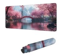 Mouse Mat Japan Mouse Pad Large 900 x 300 x 3 mm XXL Mousepad with Stitched Edges and Non-Slip Rubber Base, Improves Speed and Precision Gaming Mousemat Cherry Blossoms for Home Office Decor H-950