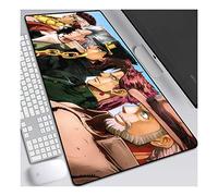 Mouse Mat Jojo's Bizarre Adventure Extended Gaming Mouse Pad, 900x400mm Mouse Mat Large Size 3mm Thick Waterproof Anime Mouse Mat Gaming Non-slip Rubber Base and Black Edge, F