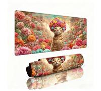 Mouse Mat Kitten xxl 1000x500x3mm Desk Pad Flower Field Gaming Mouse Mat with Waterproof Surface Wear-Resistant, Durable, Non-Slip Rubber Improves Speed and Accuracy for Christmas Decorations W1-796