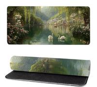 Mouse Mat Lake 1200x600x3mm, Mouse Pad Large Swan, Desk Accessories, Extra Large Size Improve Mobility Accuracy and Speed, Desk Pad with Non Slip Base and Stitched Edge for Office/Gaming MM-678
