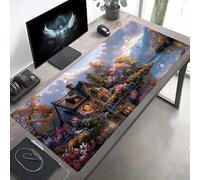 Mouse Mat Landscape Large Gaming Mouse Pad Blue Desk Mat Stitched Edges, Mousepad Non Slip Rubber Base, Waterproof Soft Cloth, Computer Accessories for Office Decoration 1200x600x3mm PjY1448 H-A