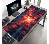 Mouse Mat Landscape Large Gaming Mouse Pad Red Stitched Edges, Mousepad Non Slip Rubber Base, Waterproof Soft Cloth, Computer Accessories for Office Decoration, Gifts 80 x 40cm PjY9204 K-A