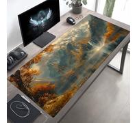 Mouse Mat Landscape Large Gaming Mouse Pad Yellow Stitched Edges, Mousepad Non Slip Rubber Base, Waterproof Soft Cloth, Computer Accessories for Office Decoration, Gifts 80 x 40cm PjY3384 G-Y