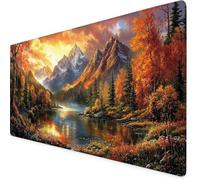 Mouse Mat Landscape Mouse Pad Autumn Gaming Desk Mat Large 1000x500x3mm, Non-Slip Rubber Base, Waterproof Surface, Stitched Edges, Pretty Mousepad for Office and Home Laptop, Desk Accessories K7-217