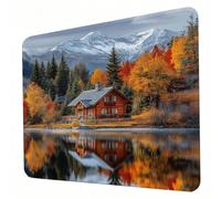 Mouse Mat, Landscape Mouse Pad, Washable Small Mousepad Cabin(4) Mousemat with Non-Slip Base Gaming Mousepad Portable Office Desk Accessories for Laptop Working Studying Gaming, 300 x 250 x 3mm J0-569