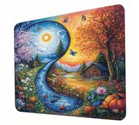 Mouse Mat, Landscape Mouse Pad, Washable Small Mousepad Cabin Mousemat with Non-Slip Base Gaming Mousepad Portable Office Desk Accessories for Laptop Working Studying Gaming, 300 x 250 x 3mm J0-571