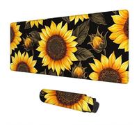 Mouse Mat Large 1000x500 mm Flower Mouse Pad Sunflower Desk Mat Large, Waterproof Gaming Mousepad Desk Accessories, Non-Slip Rubber Base Mousemat with Stitched Edges for Gaming Gifts for Men E-45