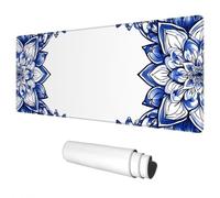 Mouse Mat Large 1200x600 mm White Mouse Pad Mandala Desk Mat Large, Waterproof Gaming Mousepad Desk Accessories, Non-Slip Rubber Base Mousemat with Stitched Edges for Gaming Office Gifts for Men B-32