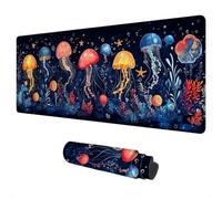 Mouse Mat Large 1500x800 mm Ocean Mouse Pad Jellyfish Desk Mat Large Waterproof Gaming Mousepad Desk Accessories, Non-Slip Rubber Base Mousemat with Stitched Edges for Gaming Office Gifts for Men I-25
