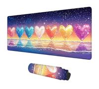 Mouse Mat Large 700x300 mm Colorful Mouse Pad Heart Desk Mat Large, Waterproof Gaming Mousepad Desk Accessories, Non-Slip Rubber Base Mousemat with Stitched Edges for Gaming Office Gifts for Men L-58