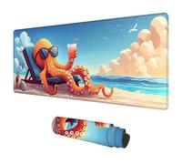 Mouse Mat Large 800x300 mm Ocean Mouse Pad Octopus Desk Mat Large, Waterproof Gaming Mousepad Desk Accessories, Non-Slip Rubber Base Mousemat with Stitched Edges for Gaming Office Gifts for Men F-34